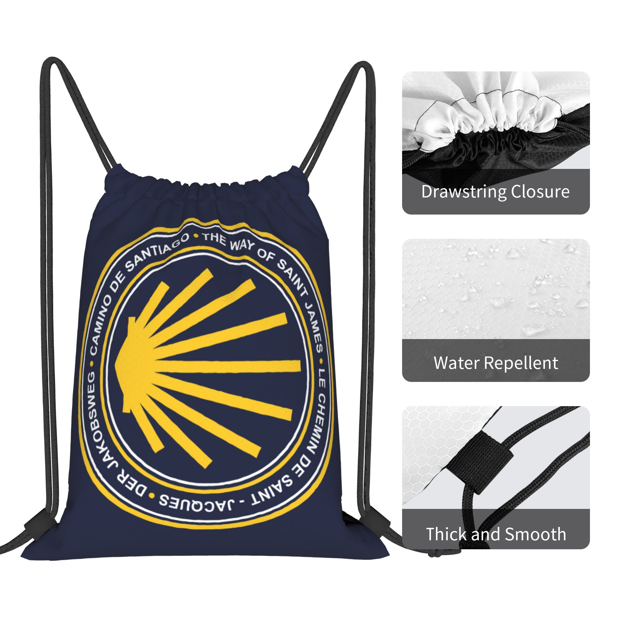 Custom Camino de Santiago Navy - огляд і ціна Drawstring Gym Bag