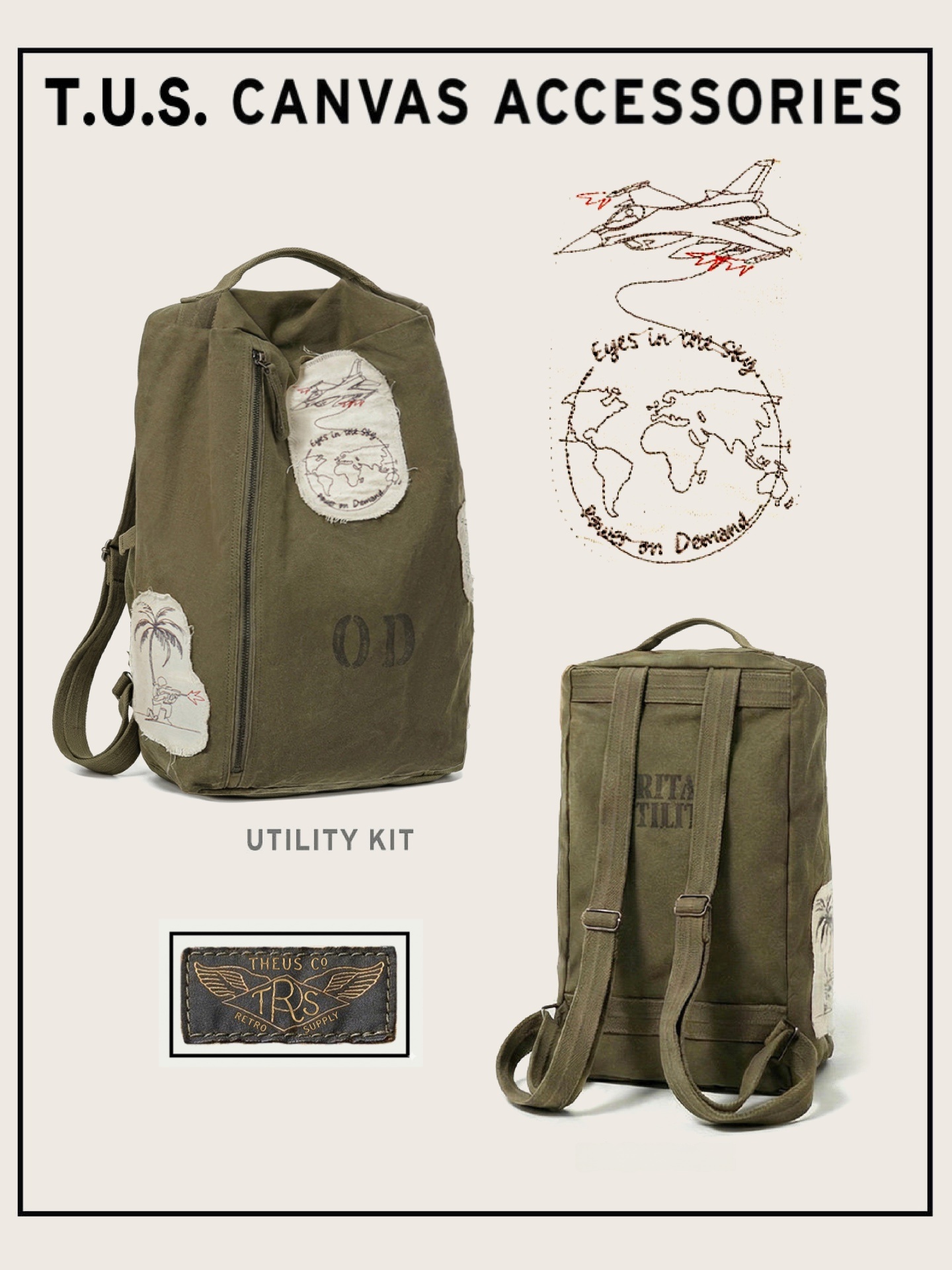 Retro Washed Military Patchwor - огляд і ціна Canvas Backpack Casual