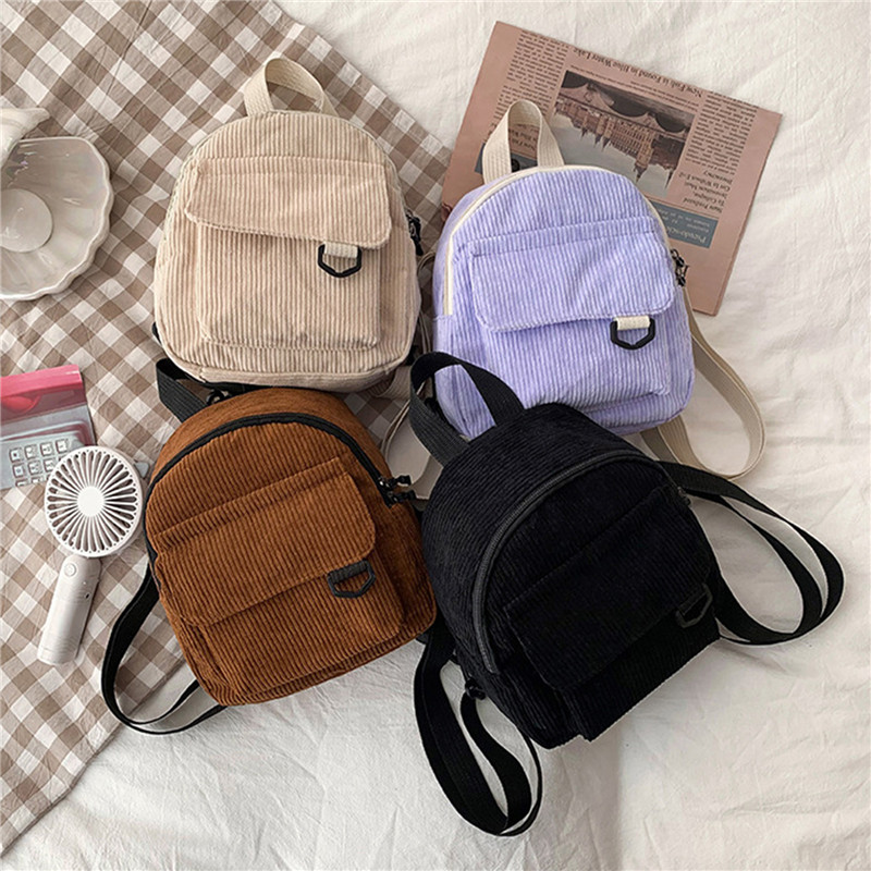Solid Color Mini Backpack Cord - огляд і ціна Fashion Backpack Women